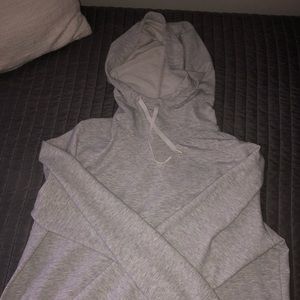Womens Grey Cropped Pullover Hoodie - Medium